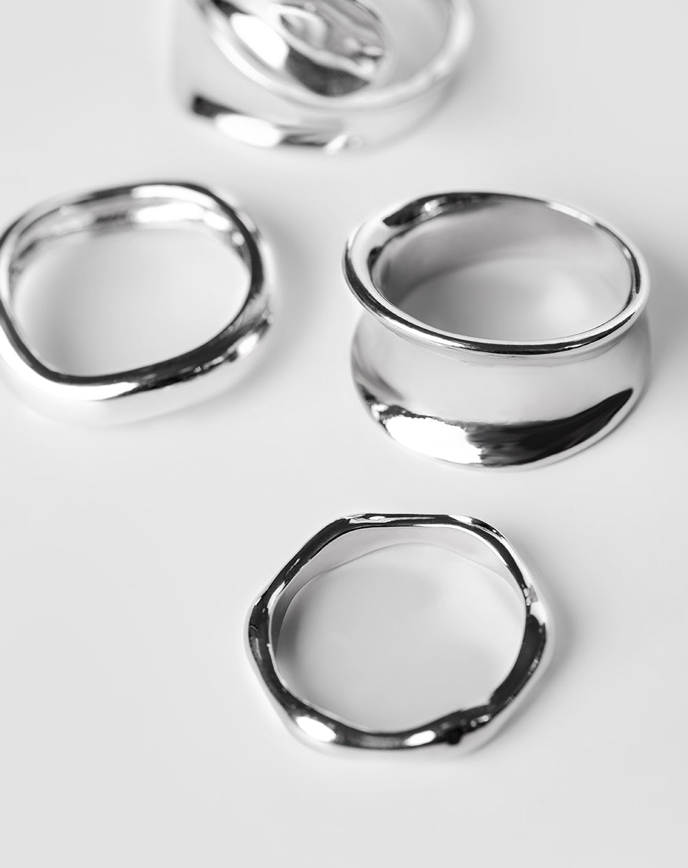 Set anillos x4unds plateados