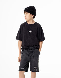 Bermuda denim regular gris niño