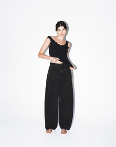 Jean baggy tiro medio negro mujer