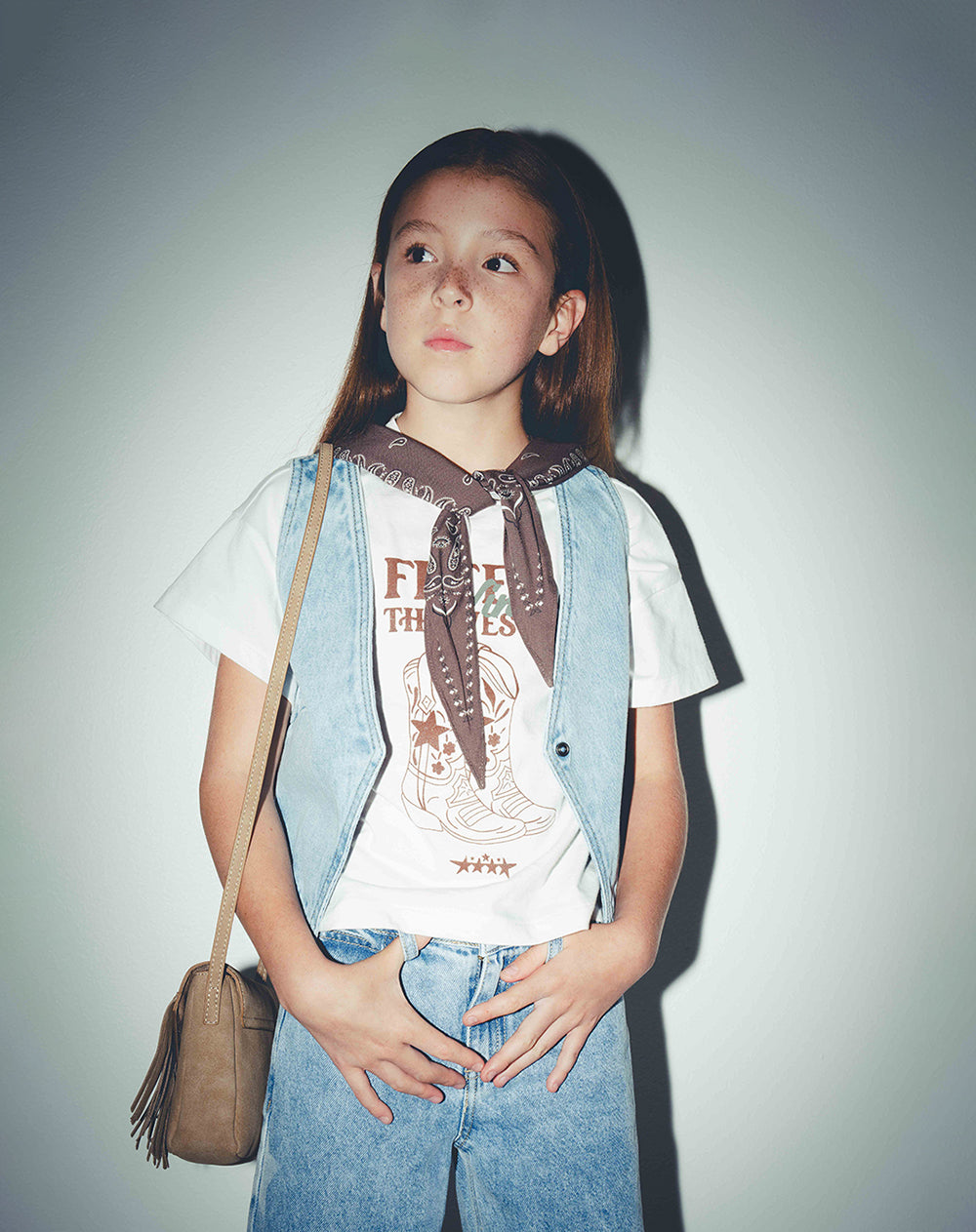 Chaleco denim regular índigo medio niña