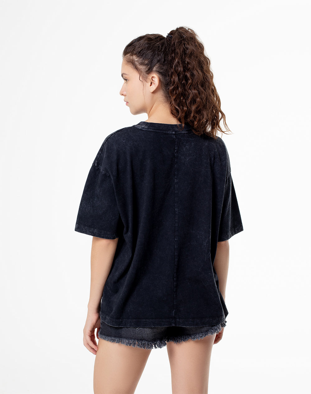 Camiseta oversize algodón negra mujer