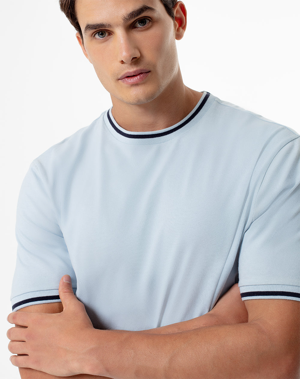 Camiseta regular algodón jersey azul hombre