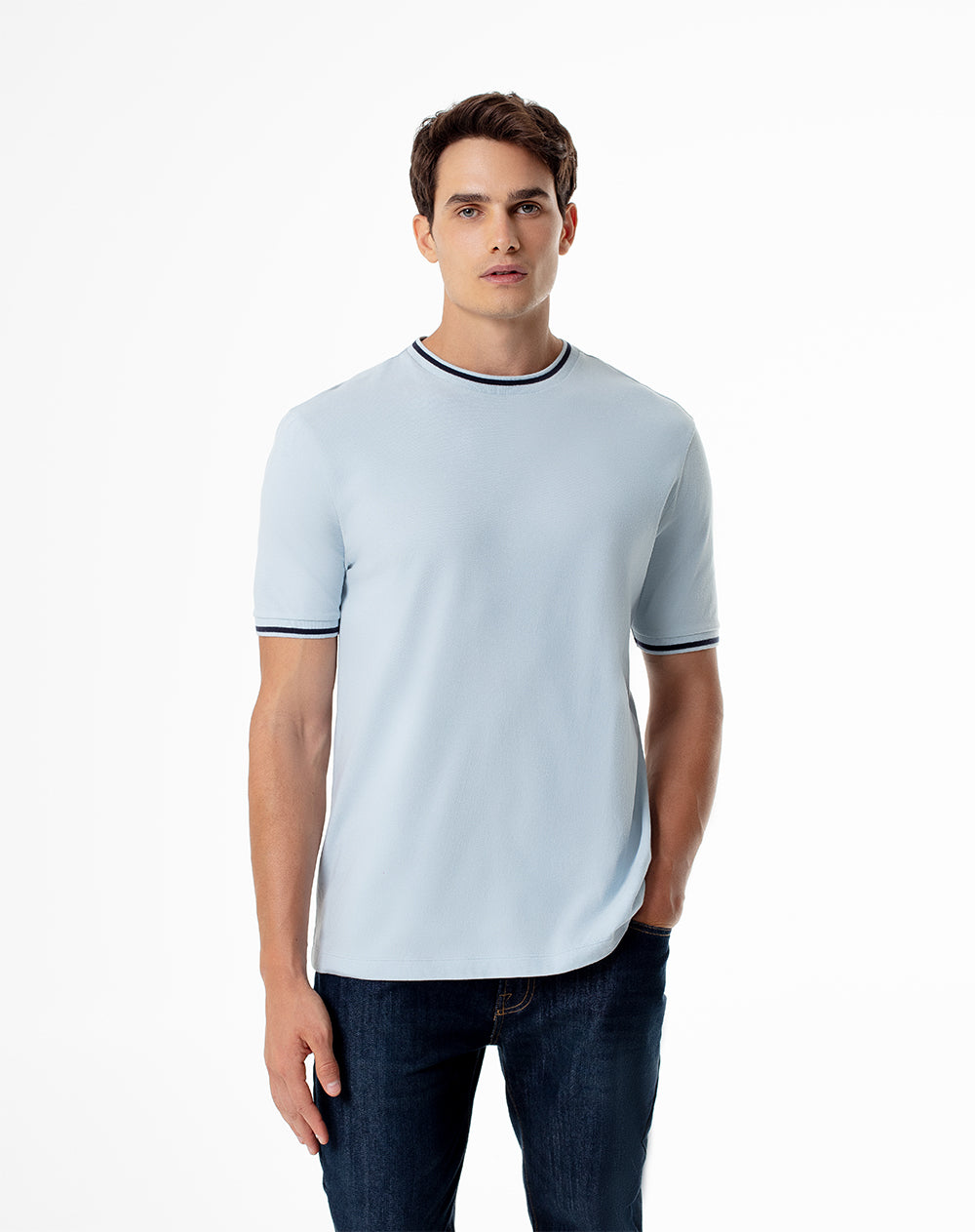 Camiseta regular algodón jersey azul hombre