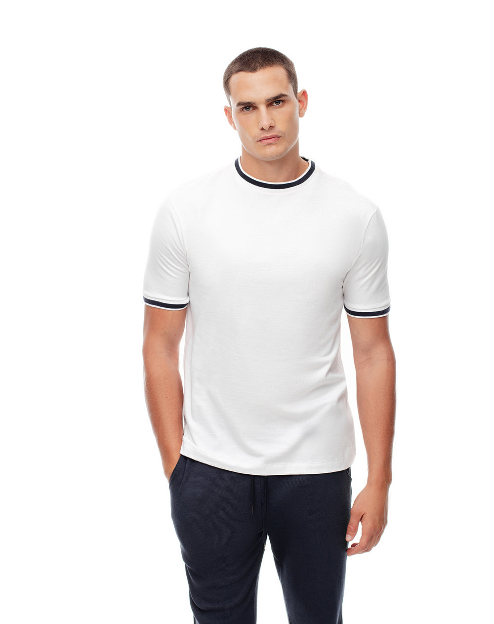 Camiseta regular algodón jersey azul hombre