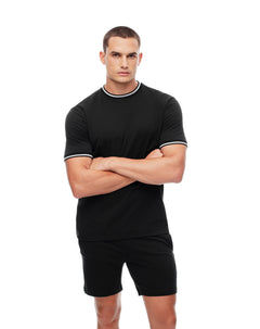 Camiseta regular algodón jersey negra hombre