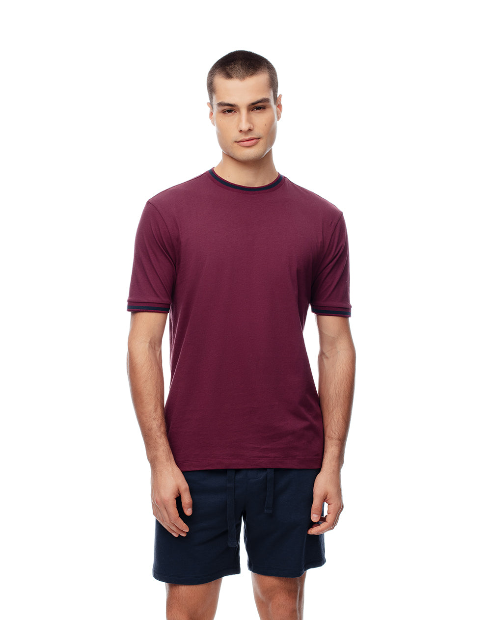 Camiseta regular algodón jersey vinotinto hombre