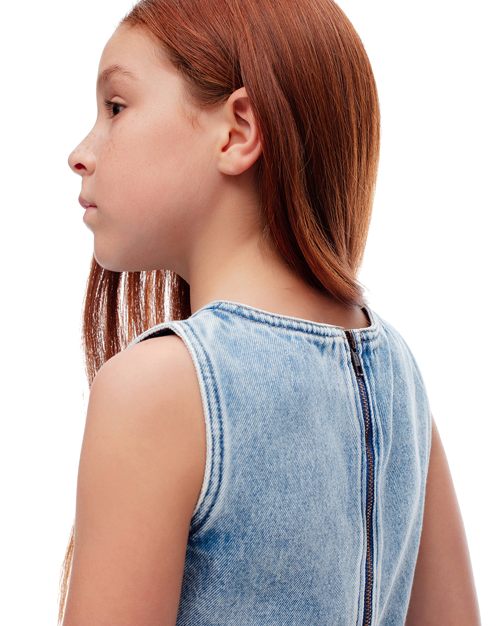 Blusa denim regular índigo medio niña