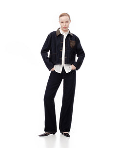 Jean recto tiro medio índigo oscuro mujer