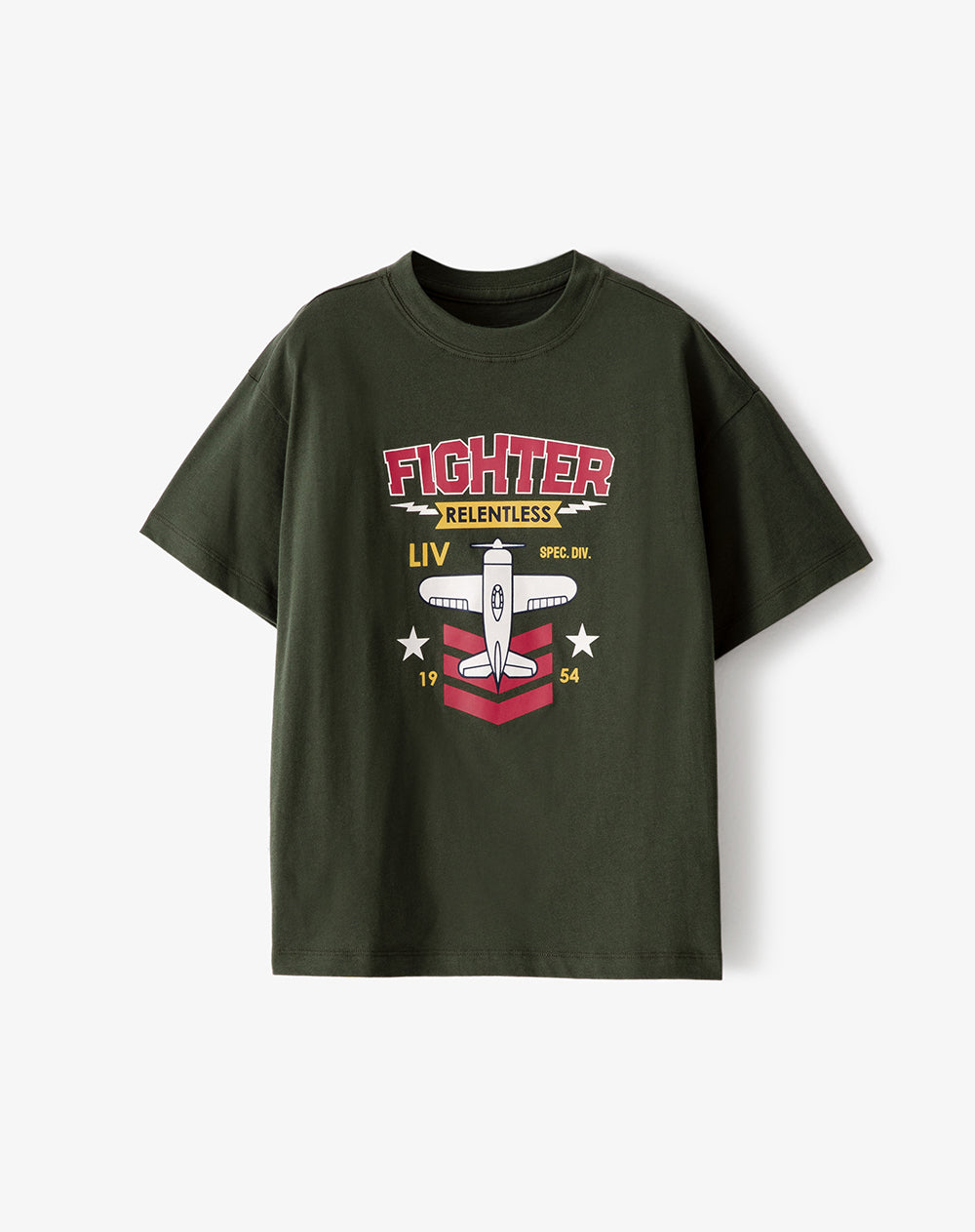 Camiseta manga corta regular algodón verde niño