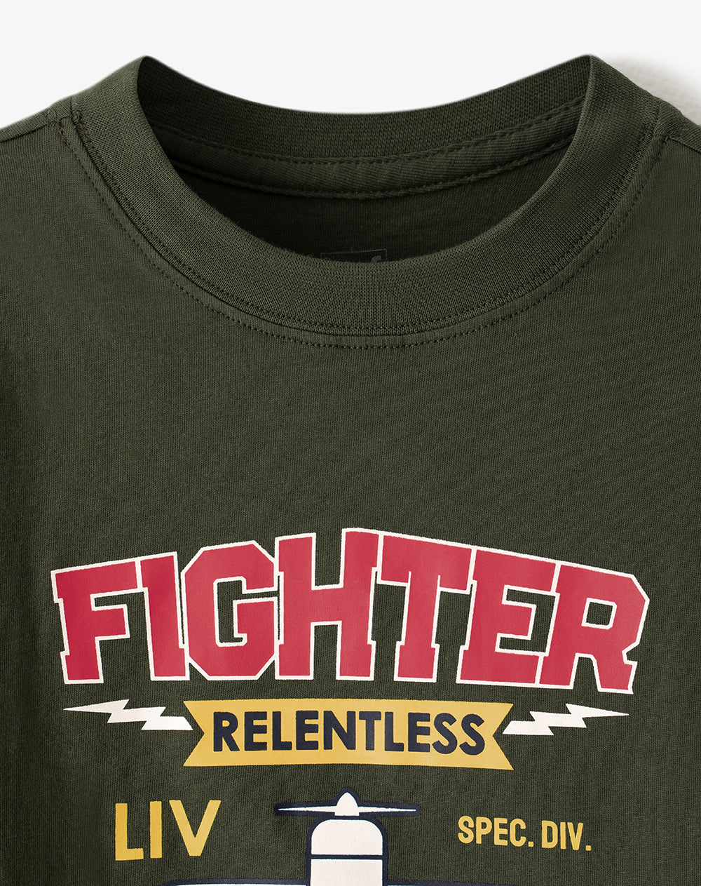 Camiseta manga corta regular algodón verde niño