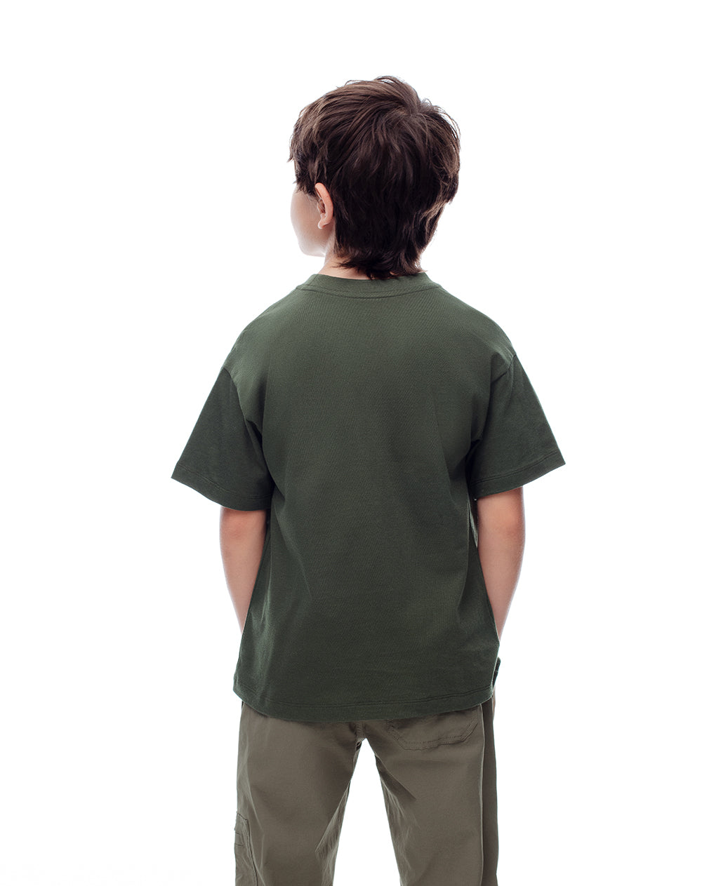 Camiseta manga corta regular algodón verde niño