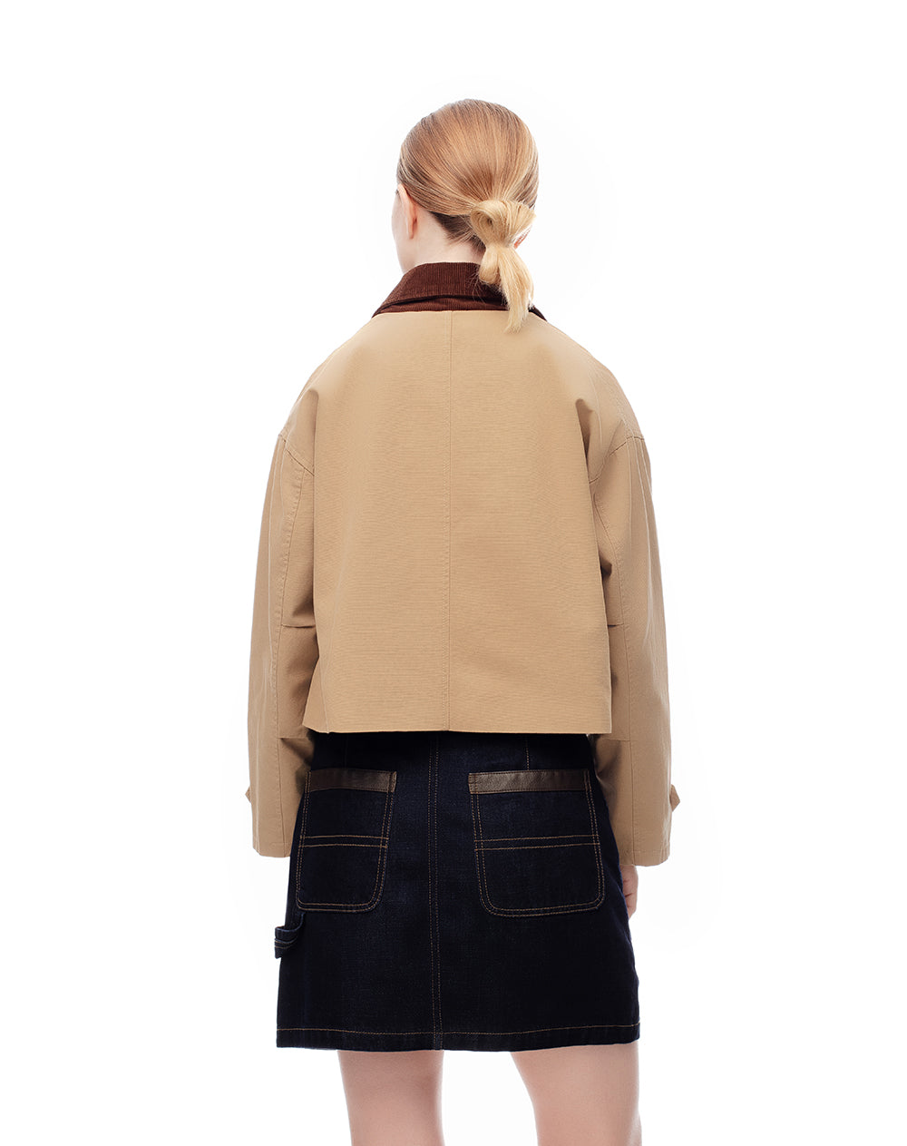 Falda denim tiro medio índigo oscuro mujer