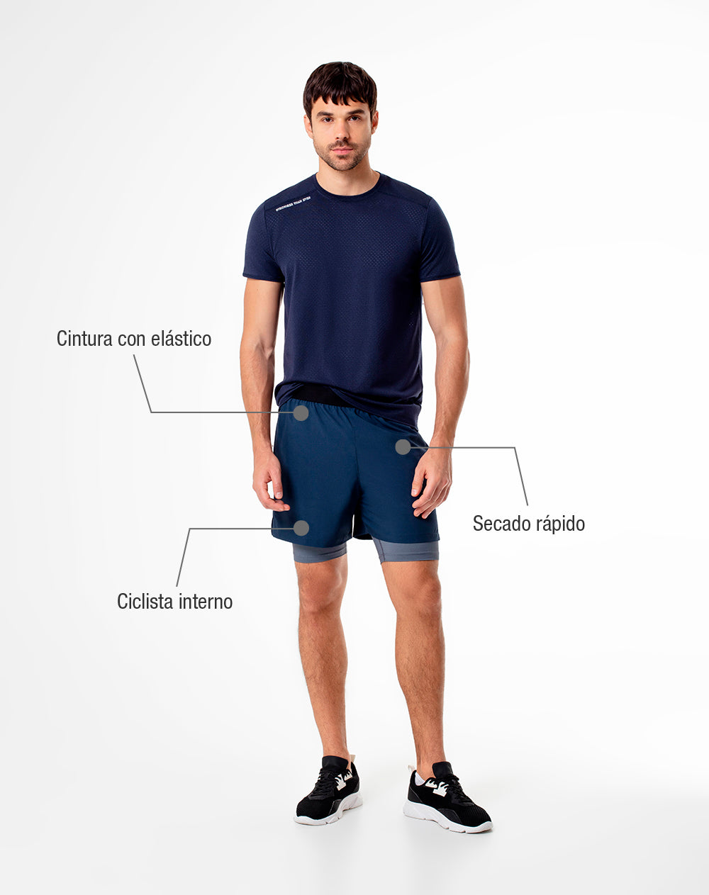 Pantaloneta deportiva ciclista interno azul hombre
