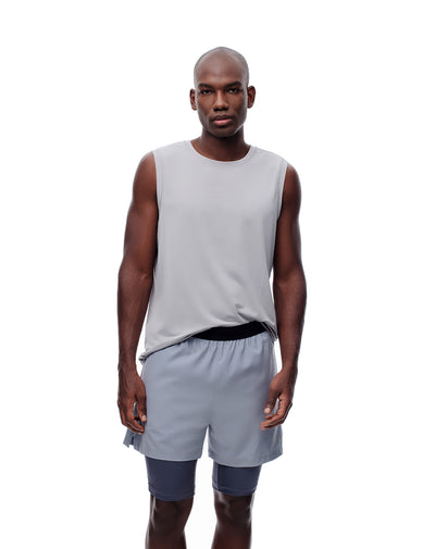 Short pantaloneta gris bloques