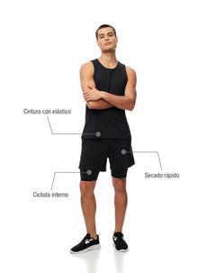 Pantaloneta deportiva ciclista interno negra hombre