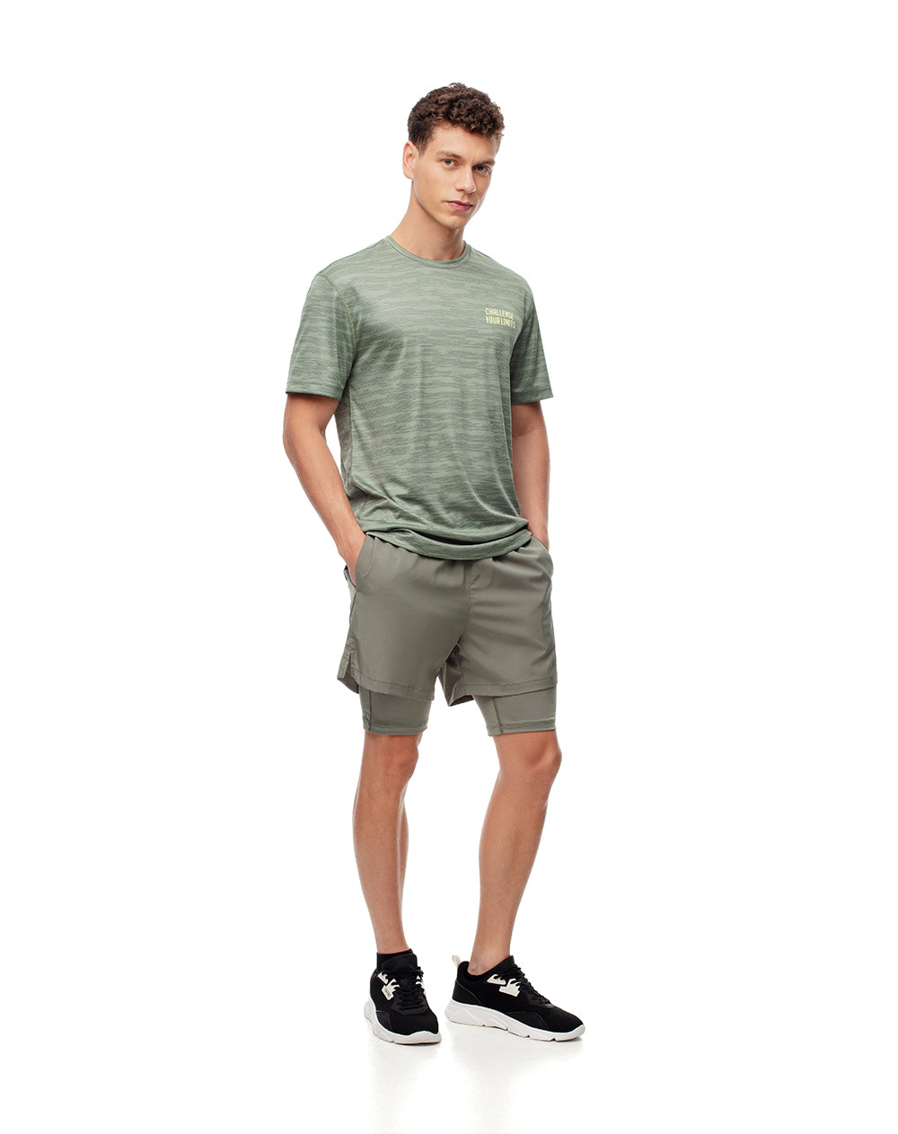 Pantaloneta deportiva ciclista interno verde hombre