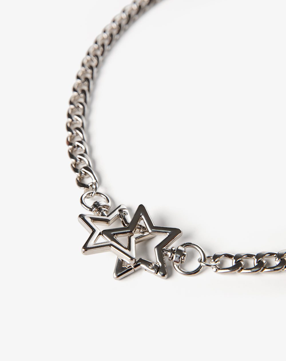 Collar choker cadena estrellas plateado