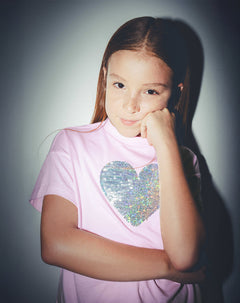 Camiseta manga corta regular algodón rosada niña