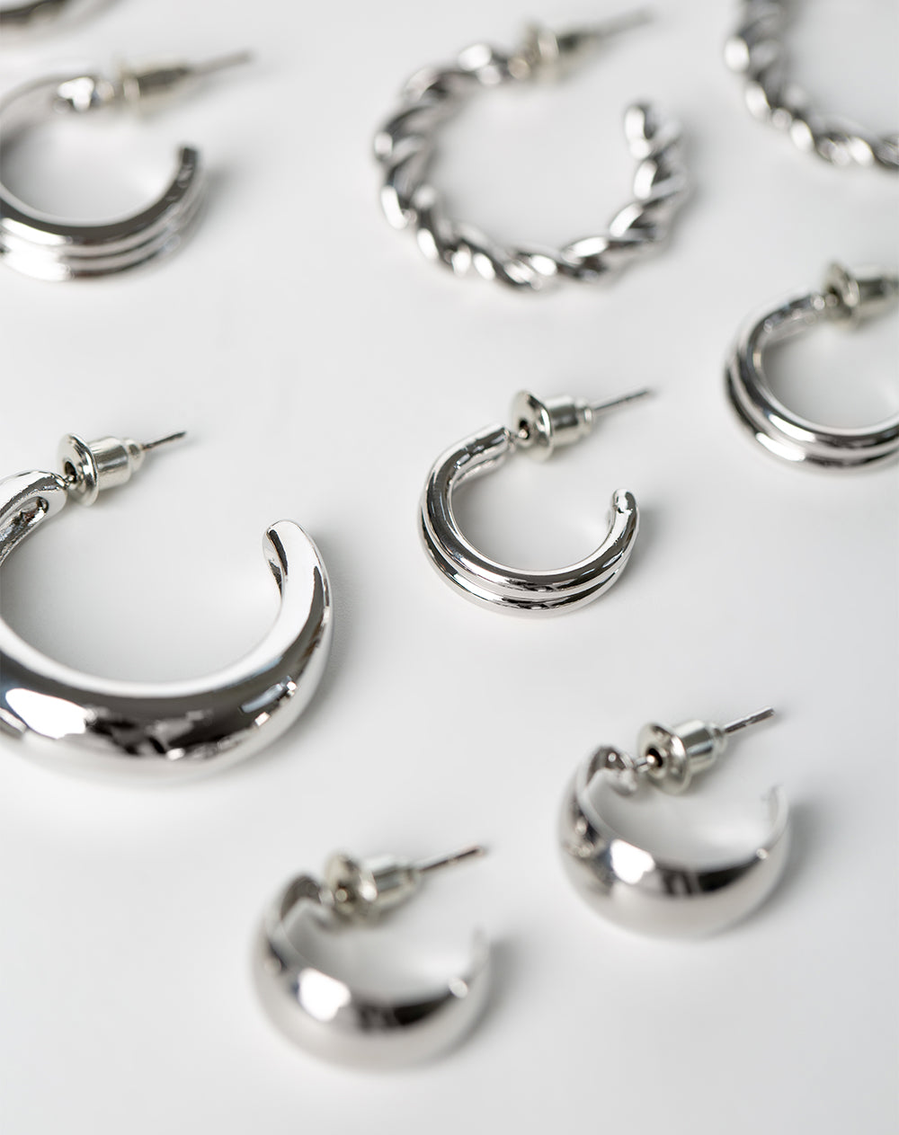 Aretes pack x6 plateados