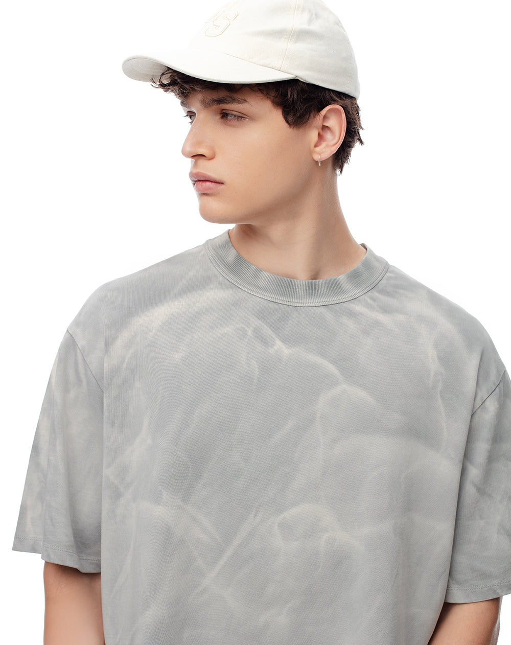 Camiseta regular algodón tie dye gris hombre