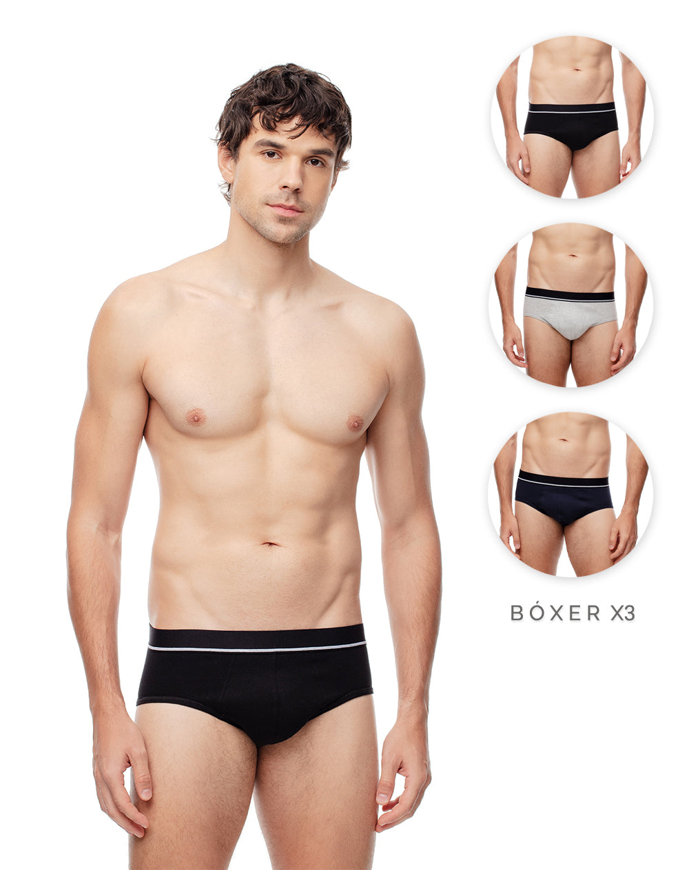 Bóxer brief algodón x3unds surtido