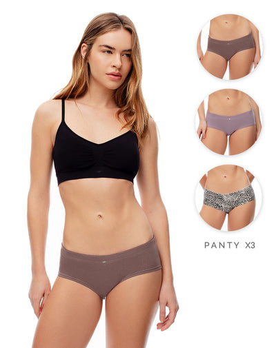 3 pantys boxer en punto tiro medio surtido
