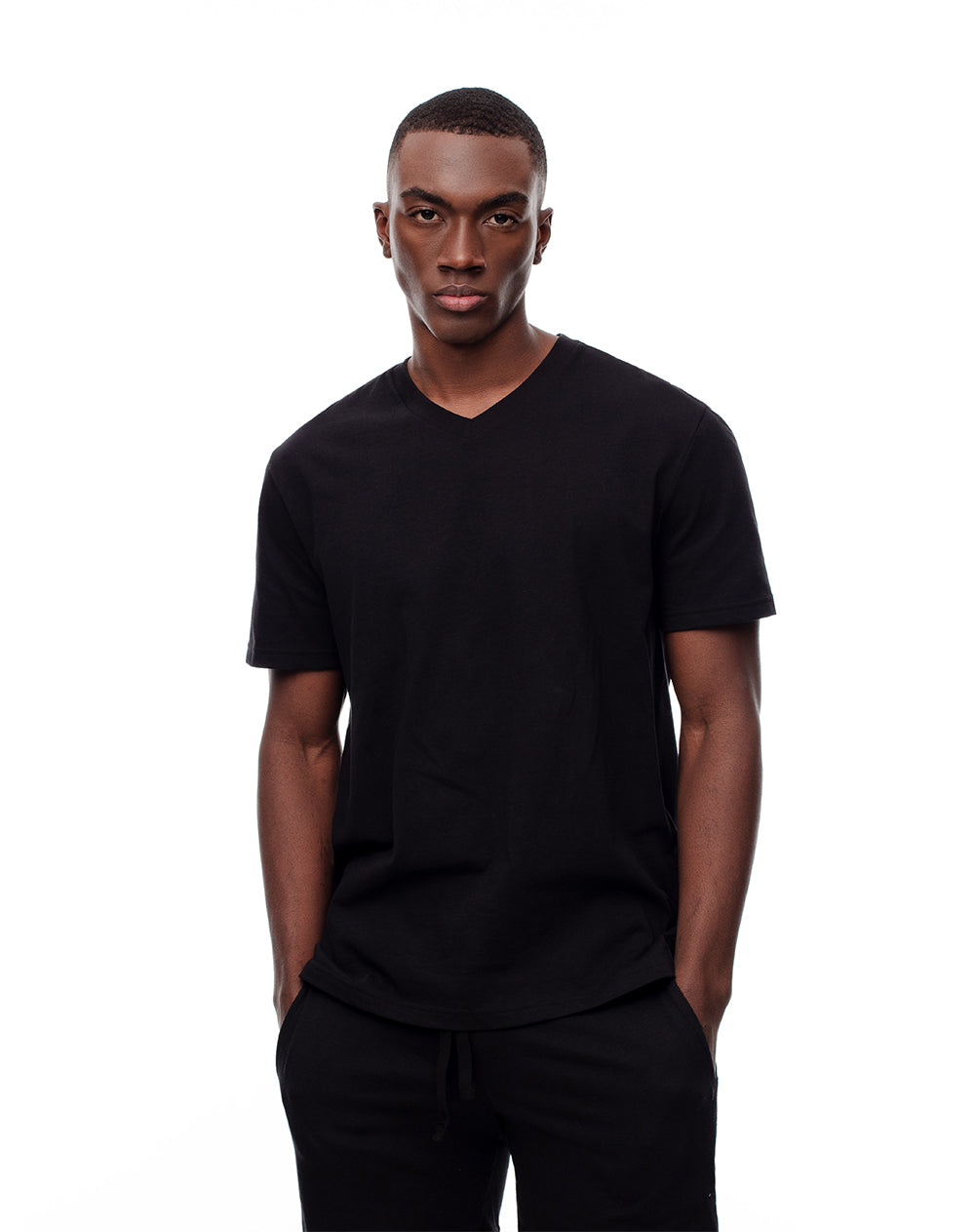 Camiseta regular algodón negra hombre