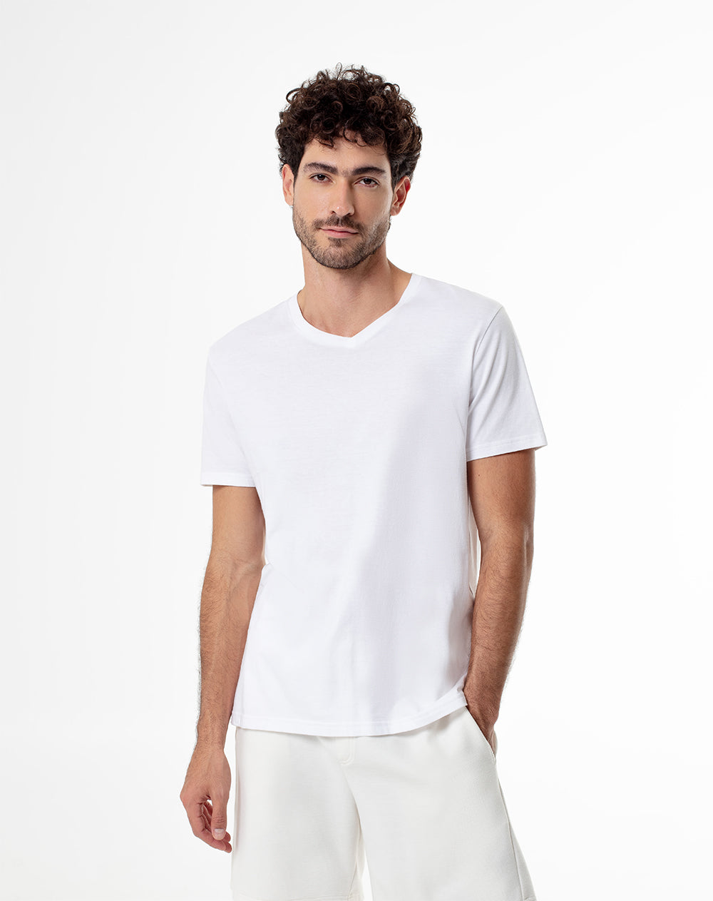 Camiseta regular algodón jersey blanca hombre