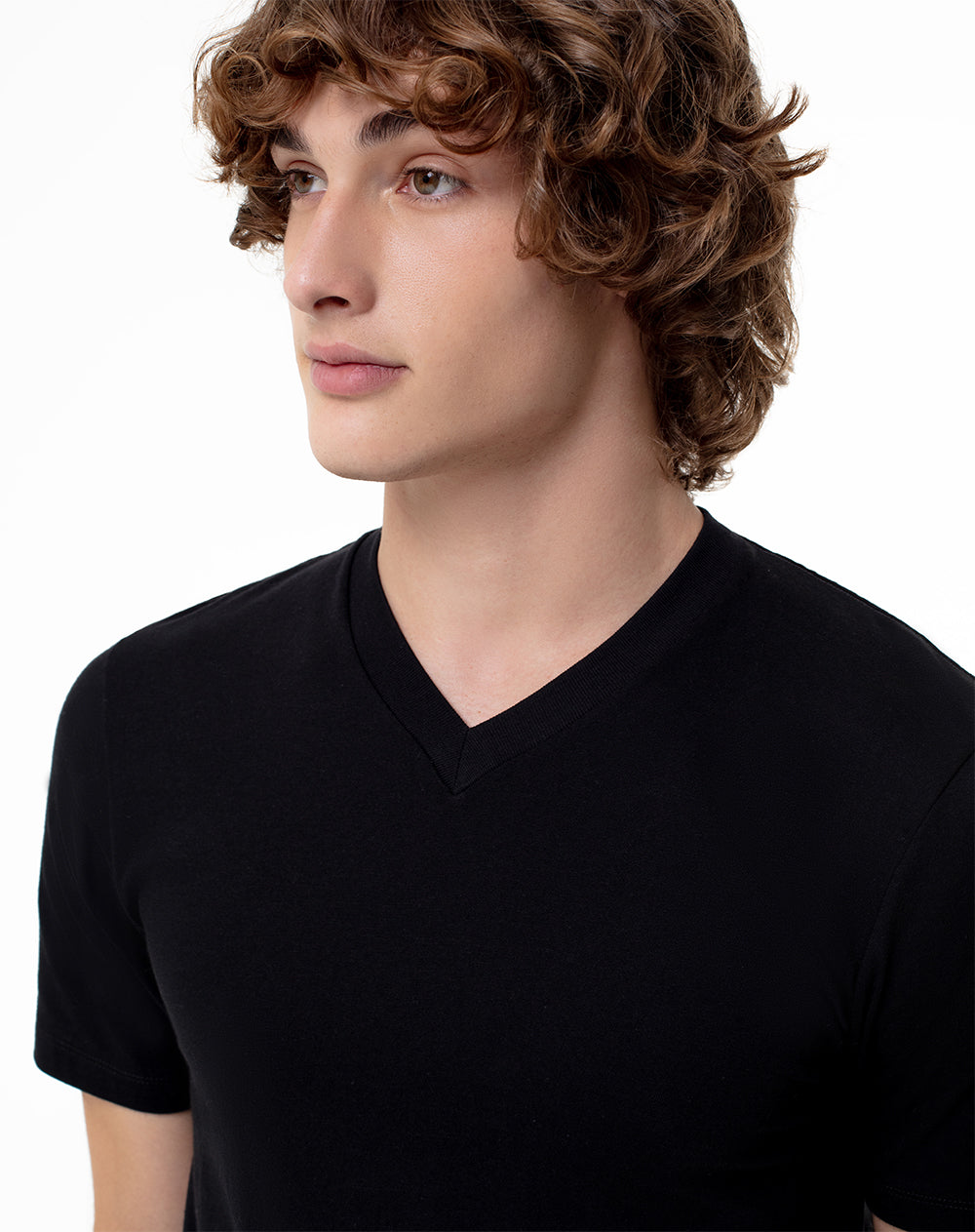 Camiseta regular algodón jersey negra hombre