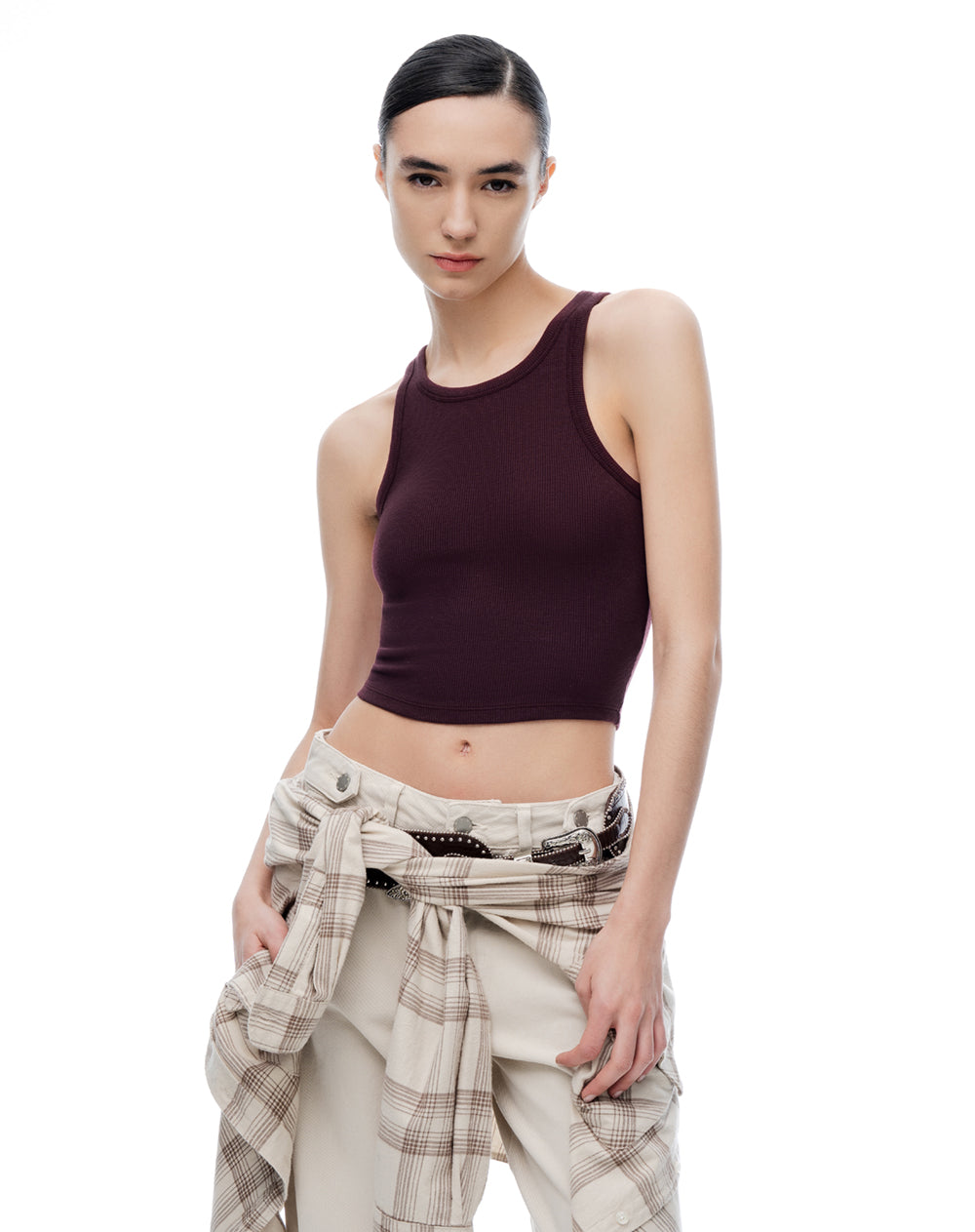 Camiseta slim vino tinto mujer