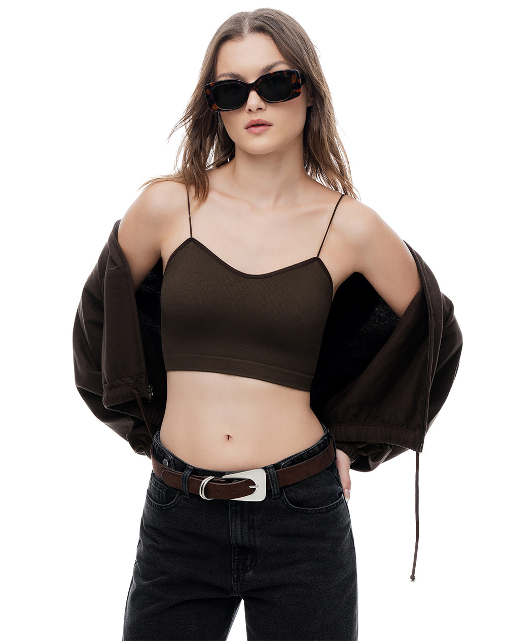 Crop top seamless chocolate mujer