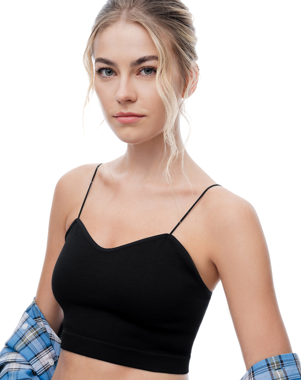 Crop top seamless negro mujer