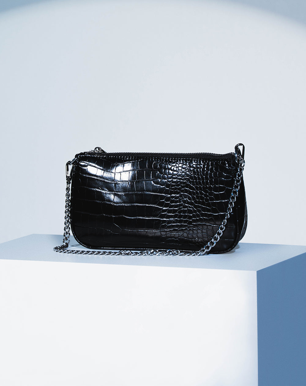 Bolso baguette texturizado negro mujer