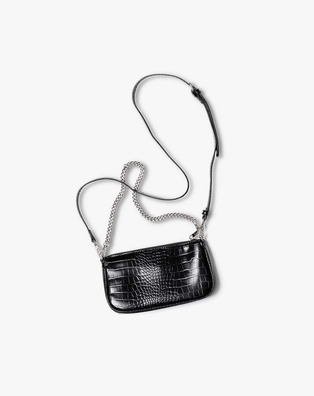Bolso baguette texturizado negro mujer