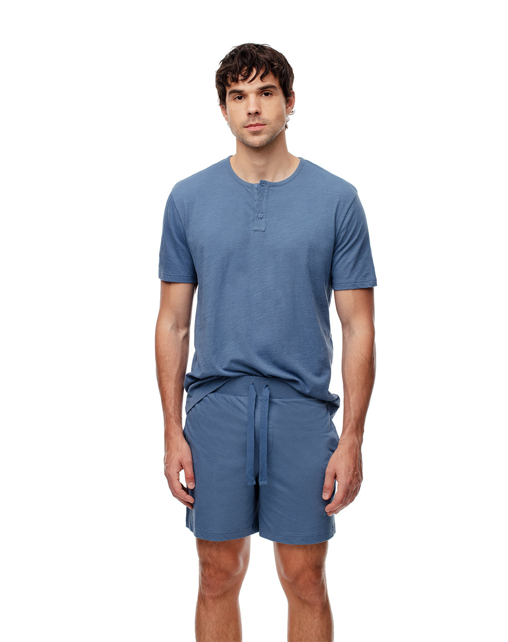 Bermuda de pijama hombre algodón azul