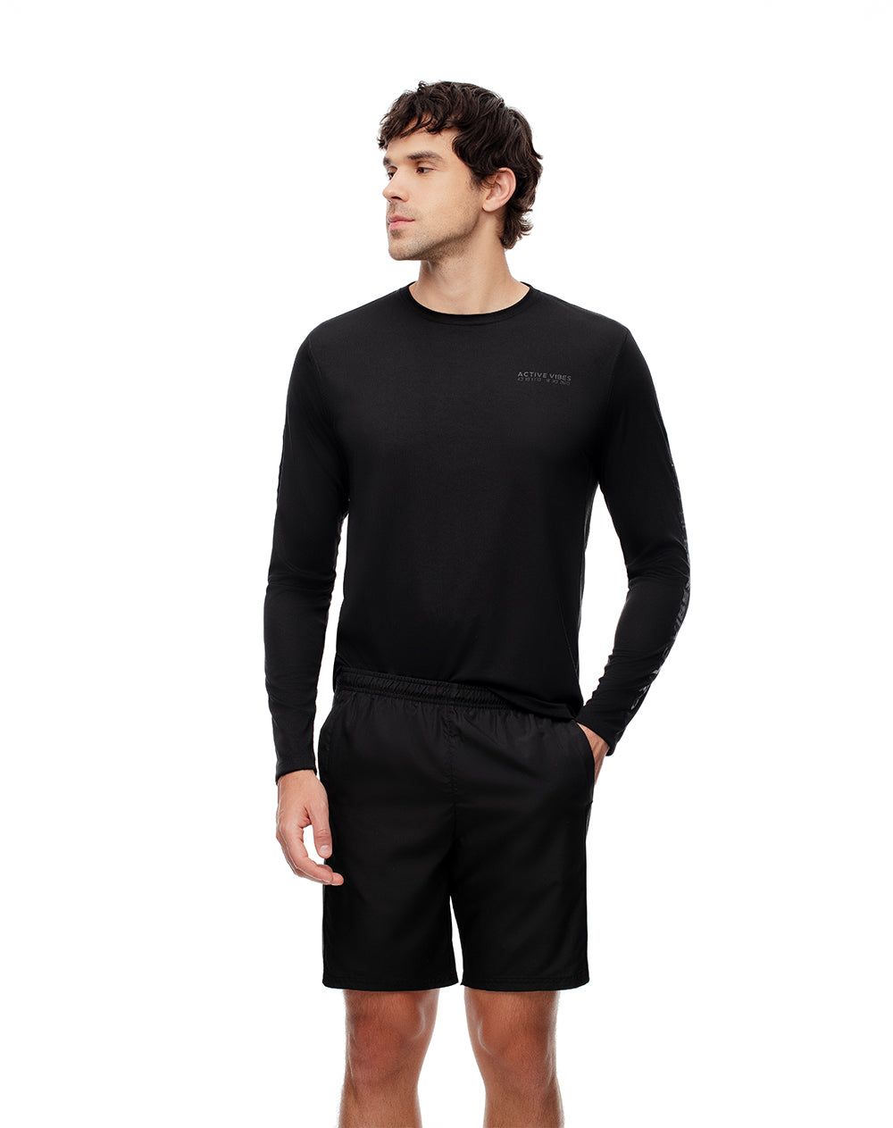 Pantaloneta deportiva secado rápido negra hombre