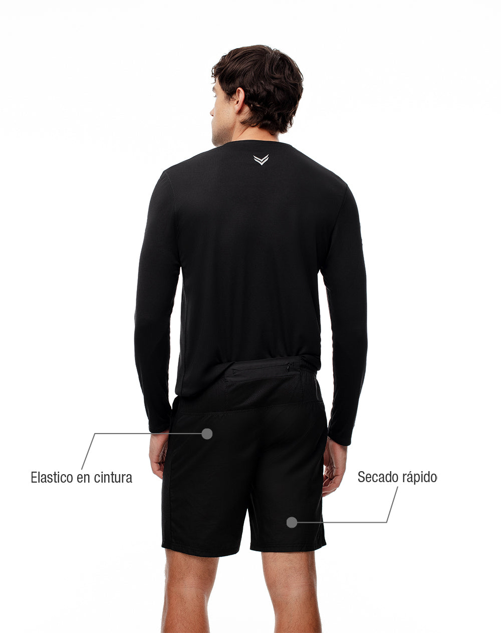 Pantaloneta deportiva secado rápido negra hombre