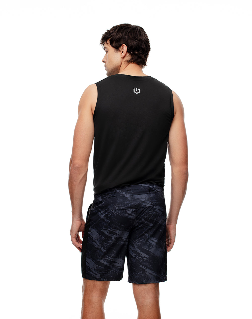 Pantaloneta deportiva secado rápido negra hombre
