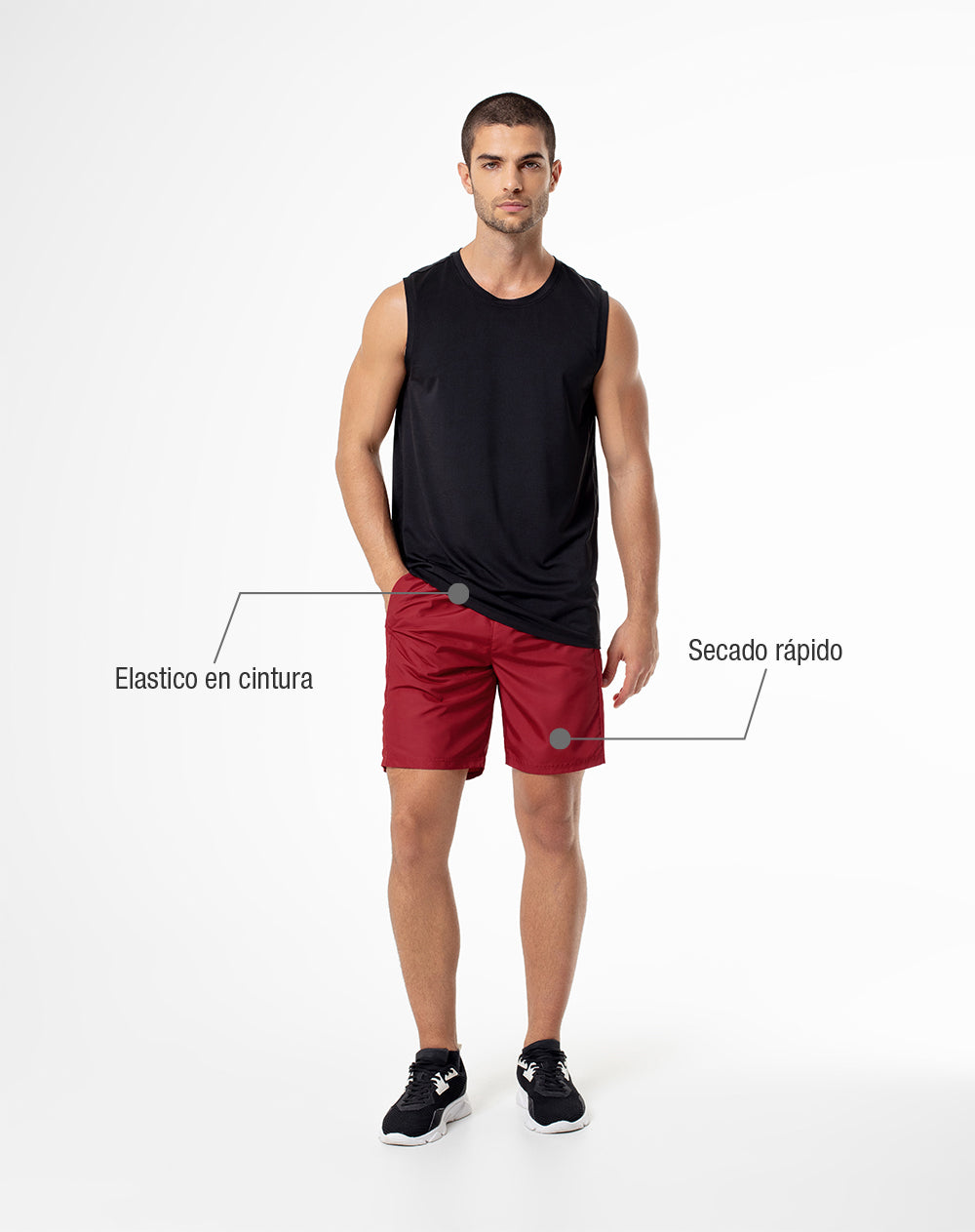 Pantaloneta deportiva secado rápido roja hombre