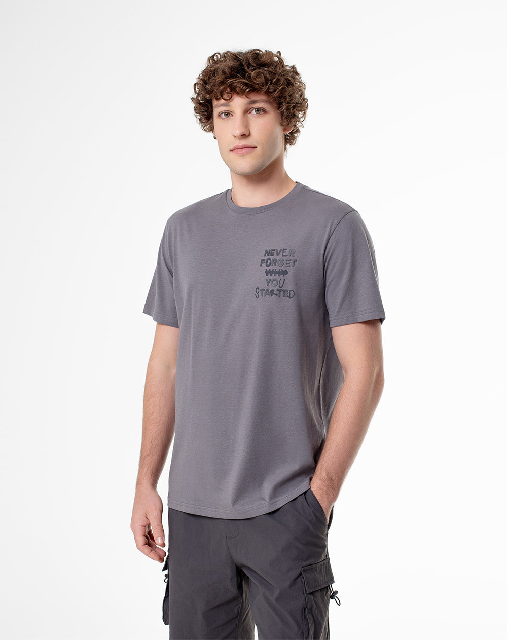 Camiseta regular algodón jersey gris hombre