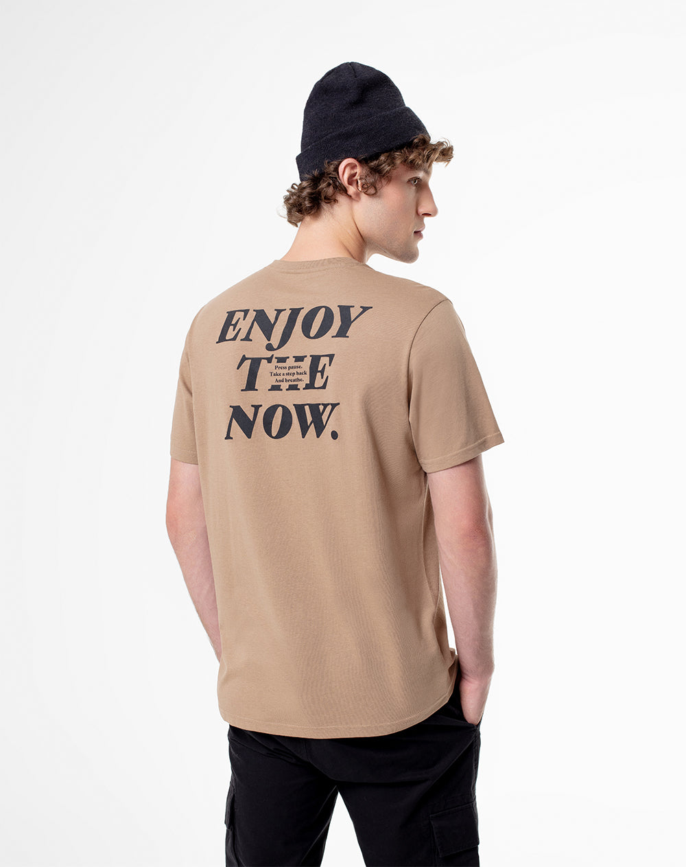 Camiseta regular algodón jersey caqui hombre