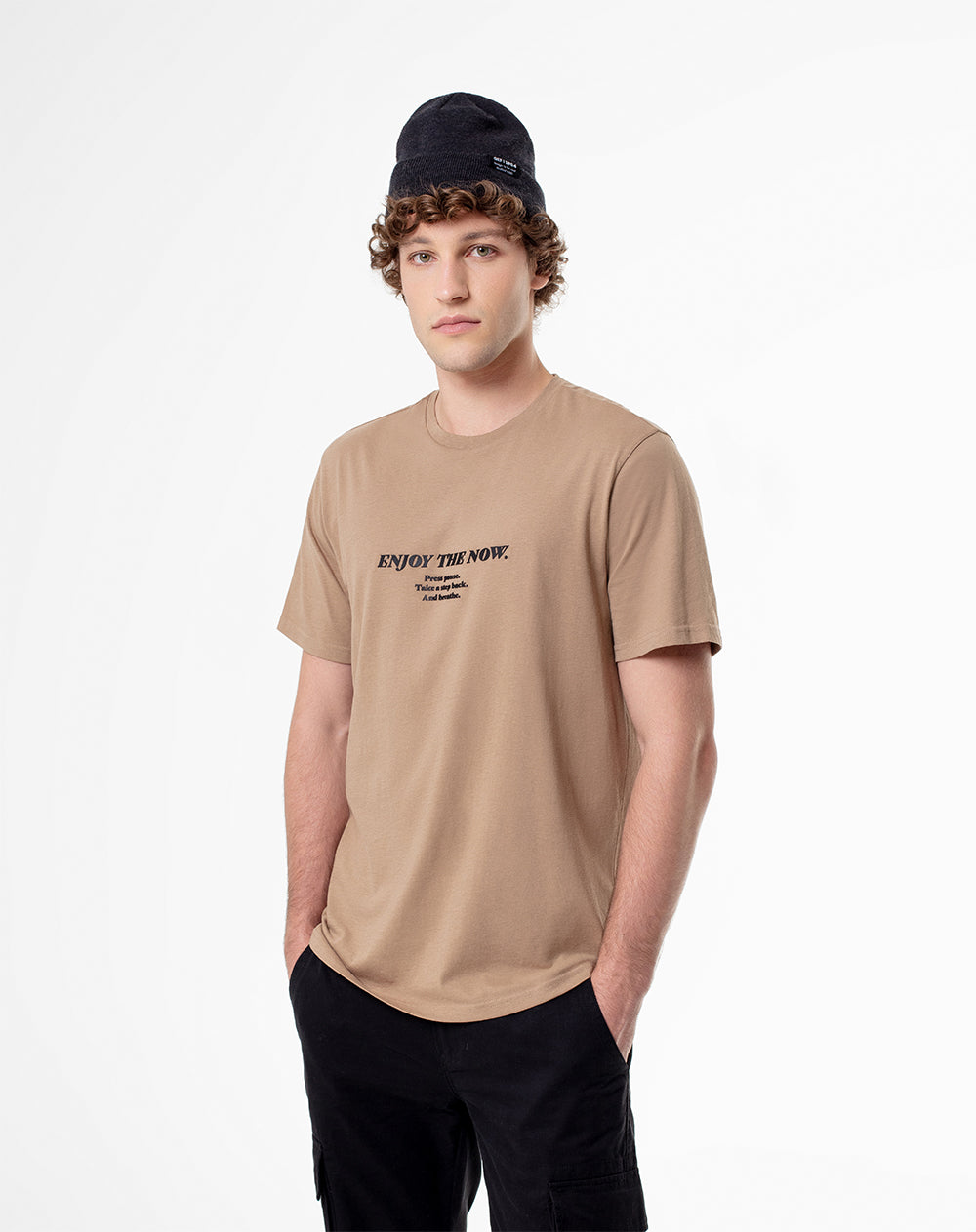 Camiseta regular algodón jersey caqui hombre