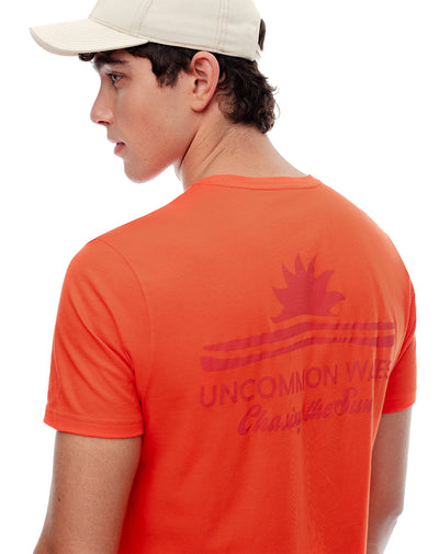 Camiseta regular algodón jersey naranja estampada hombre