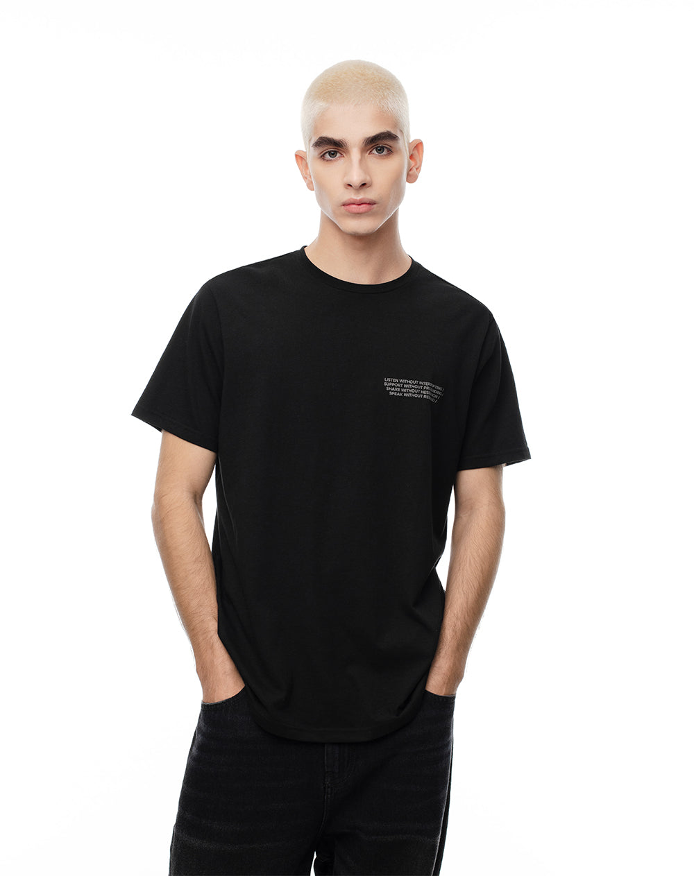 Camiseta regular algodón jersey negro hombre