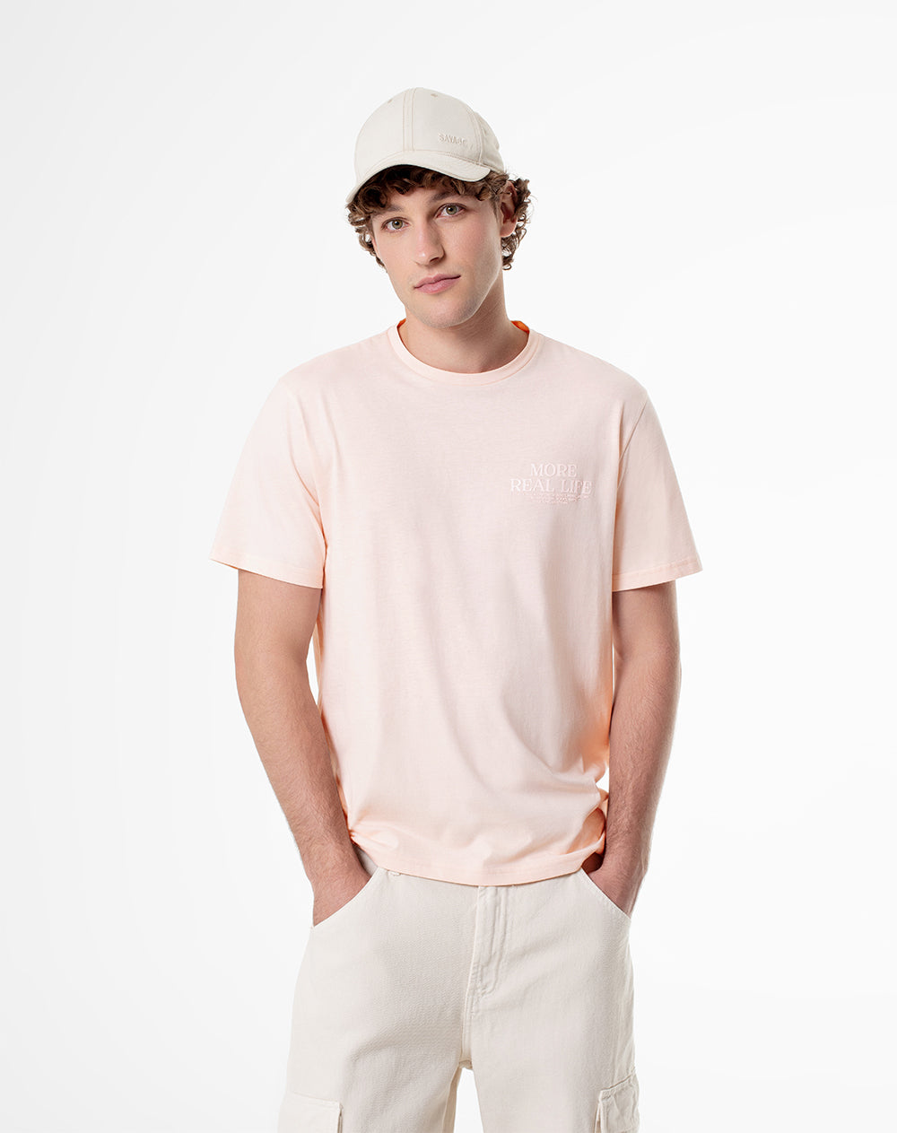 Camiseta regular algodón jersey rosa hombre