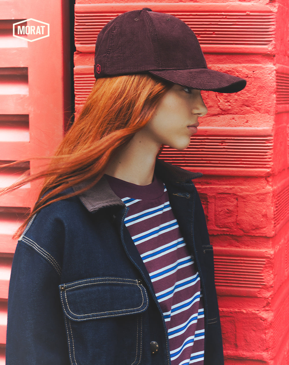 Gorra baseball en corduroy vinotinto unisex GEF | MORAT