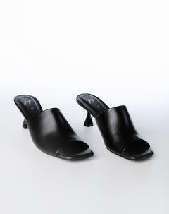 Sandalias mules de tacón bajo negras mujer
