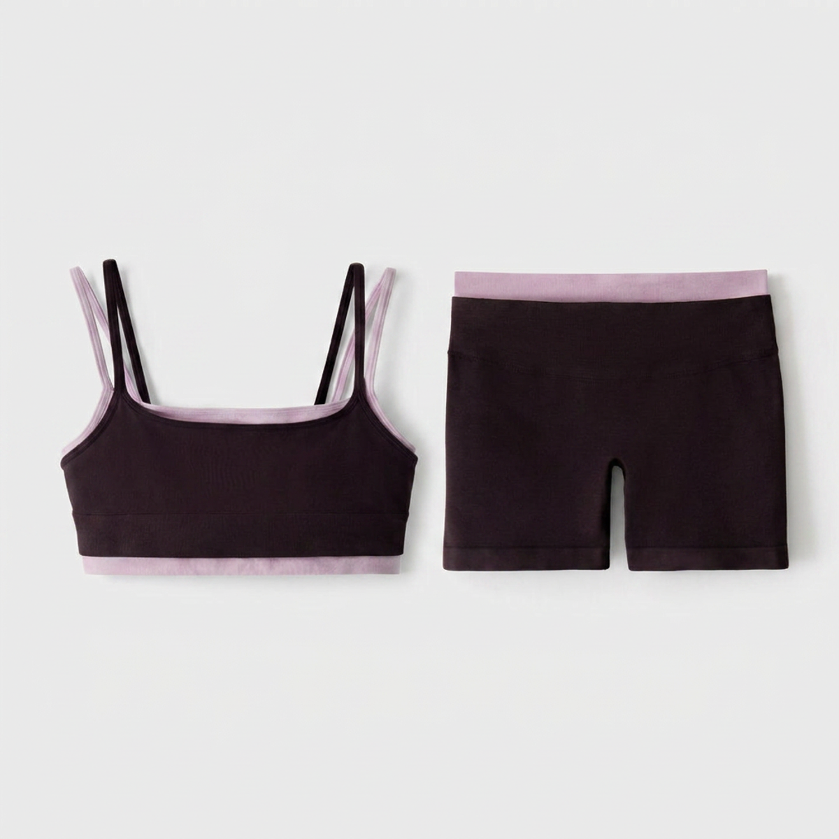 Top + biker deportivo seamless vinotinto mujer