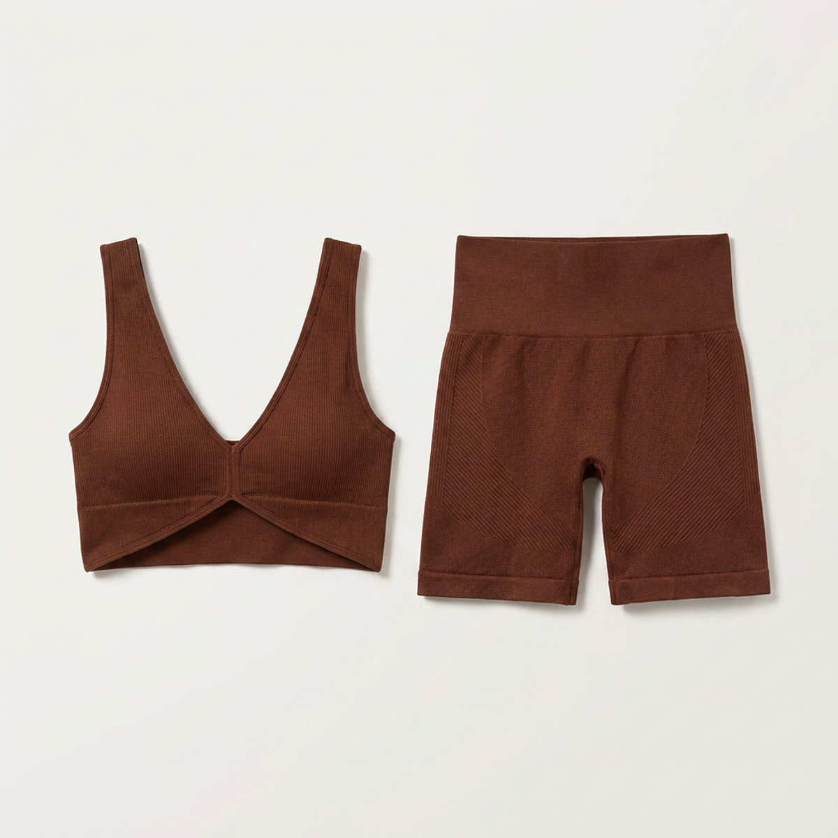 Top + biker deportivo seamless café mujer