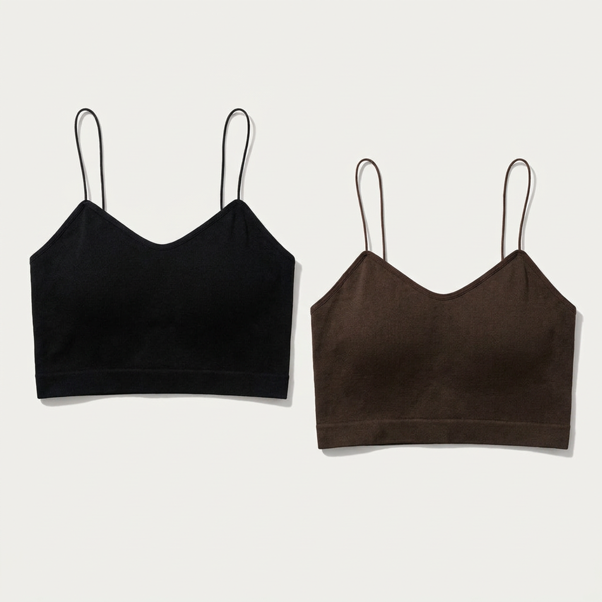 Pack x2 crop top seamless negro + chocolate